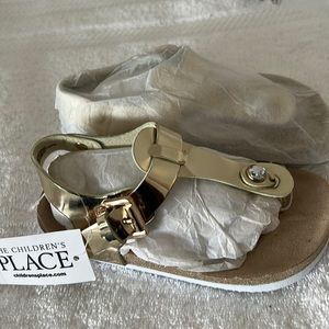 Toddler Girls Glitter Metallic T-Strap Sandals - Gold